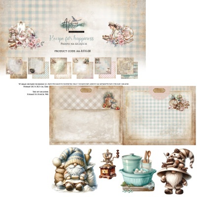 Papel decorativo com tema de cozinha vintage e anões de inverno