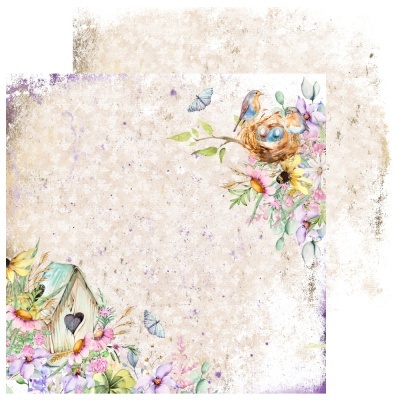 Papeis de scrapbooking vintage com flores, borboletas e ninho de pássaros coloridos