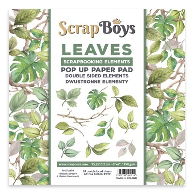Bloco papel scrapbooking folhas dupla face com folhas verdes e ramos em padrão