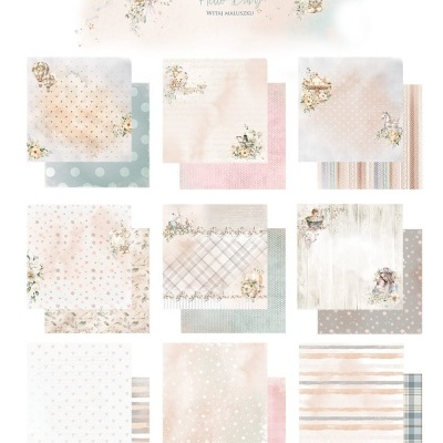 Papéis decorativos para scrapbooking com padrões suaves e texturas delicadas