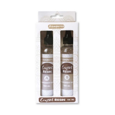 Conjunto de duas resinas Crystal RESIN em frascos com tampas pretas na embalagem branca