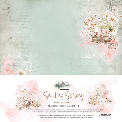 Papel decorativo com flores e texto Soul of Spring