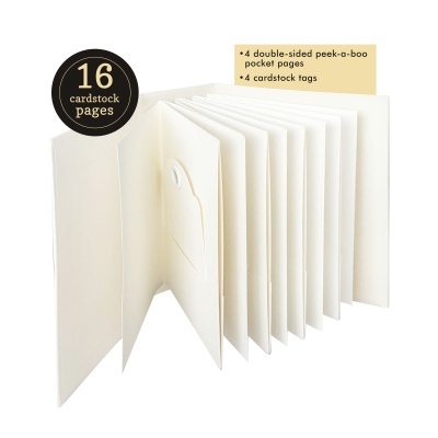Livro de páginas de cartão branco com texto 16 cardstock pages