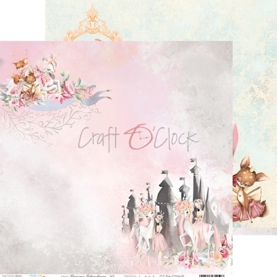 Folha decorativa de papel para artesanato com desenhos de cervos e bailarinas e texto 'Craft O'Clock'