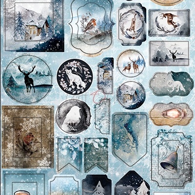 Recortes de cartão decorativos com temas de inverno e natureza