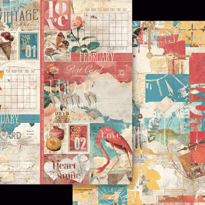 Calendários decorativos vintage com ilustrações e padrões variados
