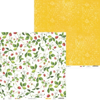 Papel decorativo dupla face com padrões florais e morangos