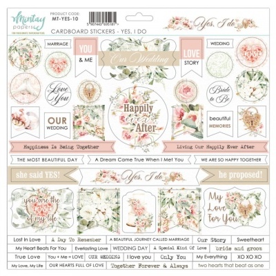 Pacote de autocolantes temáticos de casamento com flores e texto em inglês