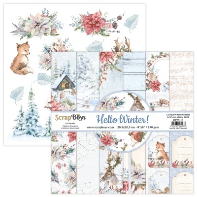 Folhas dupla-face para scrapbooking temas de inverno com animais e flores