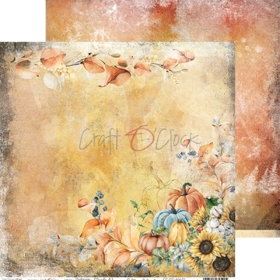 Papel decorativo de abóboras e flores em fundo bege e ferrugem