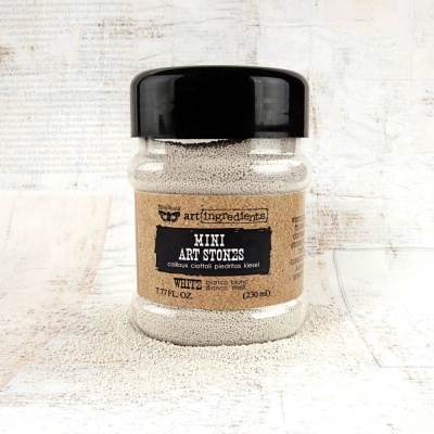 Frasco de pedras pequenas brancas Mini Art Stones da artIngredients com tampa preta