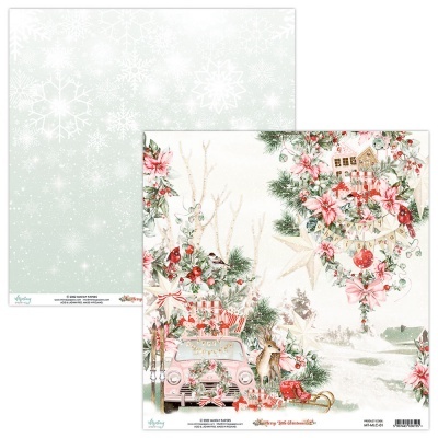 Papel decorativo de Natal com flocos de neve e ilustração festiva colorida