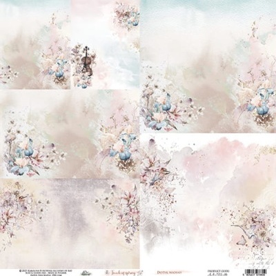 Papel decorativo flores, violino e borboletas em tons pastel