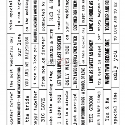 Cartão com citações em inglês sobre casamento e amor, texto preto em fundo branco.