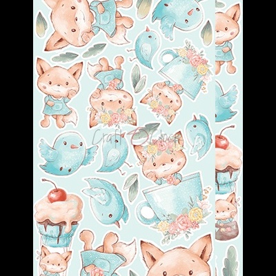 Autocolantes infantis em tons pastel com animais e flores em estilo aquarela.