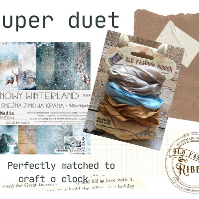 Conjunto de papel decorativo invernal e embalagem de fitas decorativas em tecido