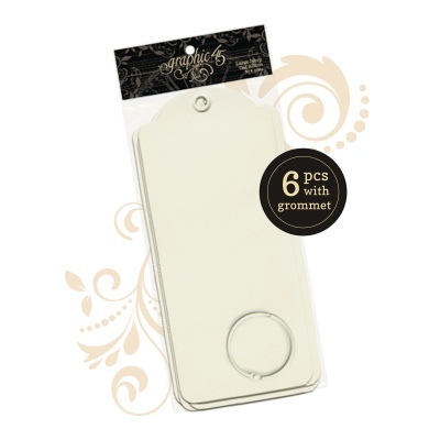 Pacote de 6 etiquetas brancas com ilhós e argola metálica