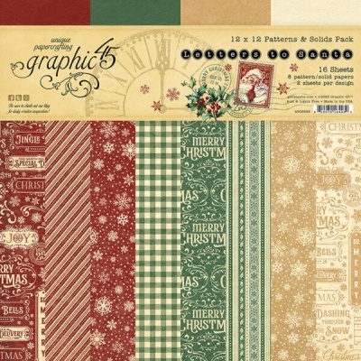 Papel para scrapbooking Natal Graphic 45 com padrões festivos em vermelho, verde e dourado