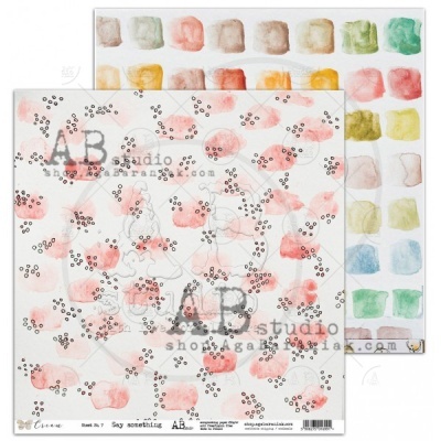 Papel decorativo para artesanato com estampado colorido de manchas e bolinhas pretas