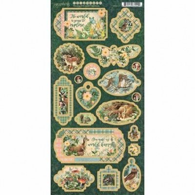 etiquetas autocolantes florais e de animais com textos decorativos