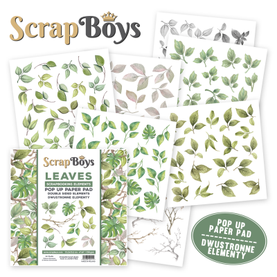 Papel de scrapbooking com desenhos de folhas várias cores da ScrapBoys