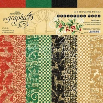 Conjunto de papéis para scrapbook natalícios Graphic 45 Christmas Time
