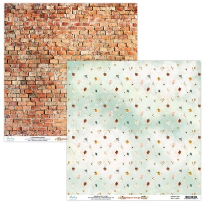 Folhas de papel decorativo com padrão de tijolos e com padrão floral