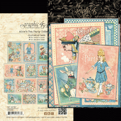 Cartões decorativos Alice's Tea Party Collection com ilustrações vintage coloridas