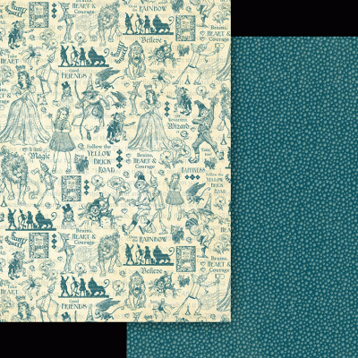 Papel decorativo com desenhos e texto azul do filme 