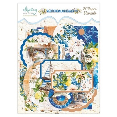 Conjunto de elementos de papel com padrão mediterrânico para scrapbooking