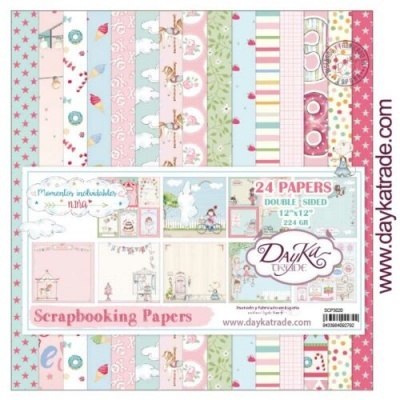 papéis para scrapbooking com padrões coloridos infantis e dupla face