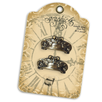 Conjunto de puxadores metálicos decorativos em embalagem com padrão de relógio