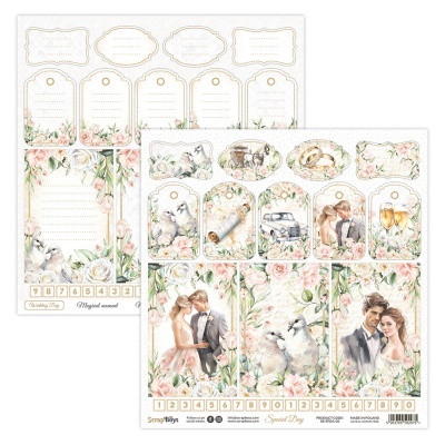 Folha dupla de autocolantes decorativos para casamentos com temas florais e românticos