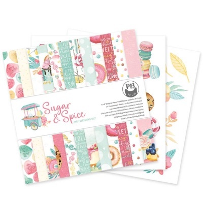 Papel para artesanato com padrões de doces coloridos e tema pastel