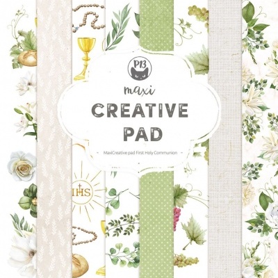Bloco de papel criativo Maxi CREATIVE PAD para Primeira Comunhão com motivos religiosos e florais