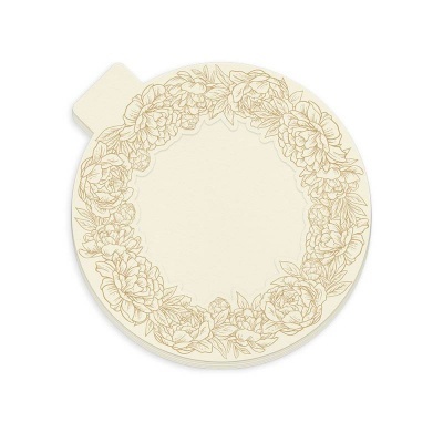 Base redonda de cortiça com padrão floral beige e aba rectangular