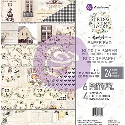 Bloco de papel decorativo Spring Farm House da Prima Marketing com padrões rústicos e florais