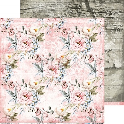 papel decorativo floral rosa com verso cinza texturizado