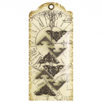 Ornamentos decorativos de metal em embalagem com design de relógio antigo