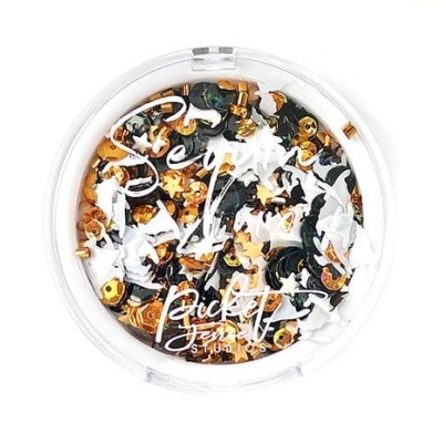 Frasco com acessórios decorativos coloridos para unhas