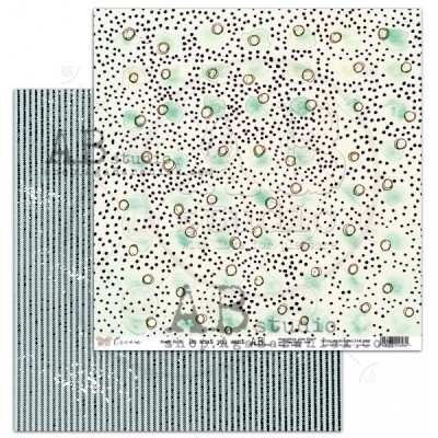 Folhas de papel decorativo com padrões pontilhados e riscas verticais