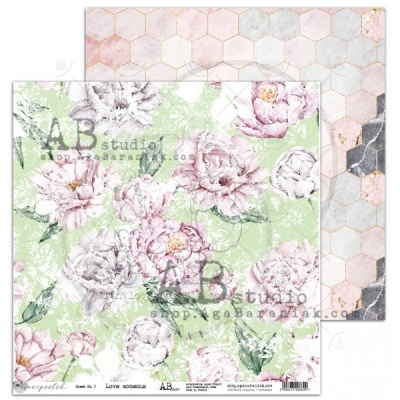Papel decorativo floral rosa e verde com padrão hexagonal bege e cinza