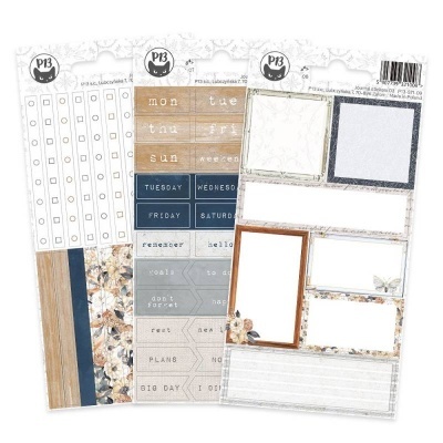 Conjunto de autocolantes decorativos para organização com padrões florais e madeira