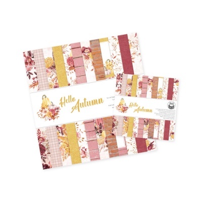 Blocos de papel decorativo Hello Autumn com padrões outonais e texto