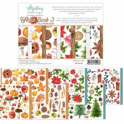 Papel decorativo com motivos de outono e inverno para recorte