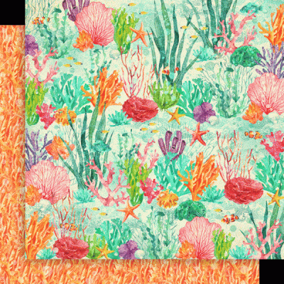 Papel de parede com padrão marinho colorido e enrolado