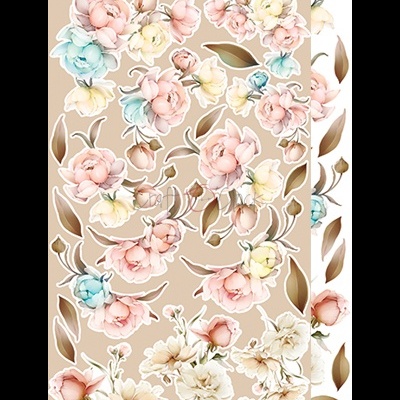 Folhas de papel decorativas com estampas florais em tons pastel
