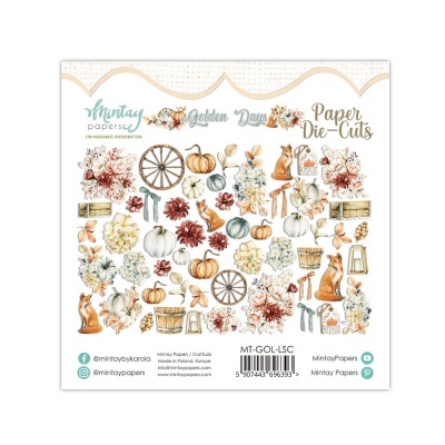 Recortes em papel com tema de outono incluindo abóboras, coelhos, flores e raposas