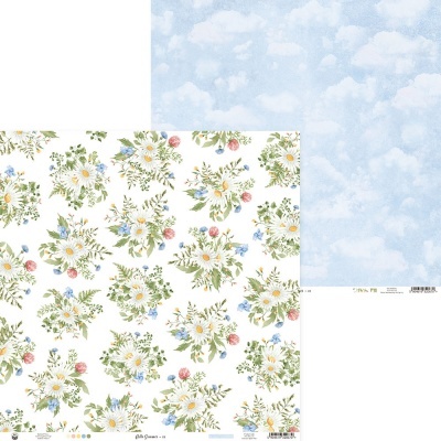 Papel decorativo com flores e padrão de nuvens