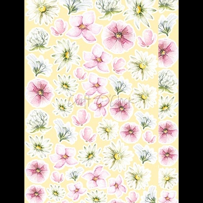 Folhas autocolantes transparentes com flores aquareladas brancas e cor-de-rosa